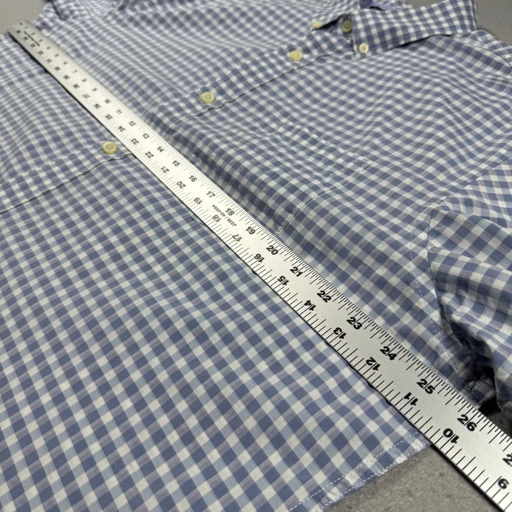 Banana Republic Mens XL Blue White Gingham Check Slim Fit Button Down Shirt